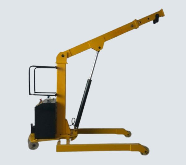 Semi battery operated mobile floor crane with powered hydraulic lift